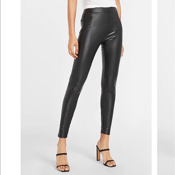 Express Pants - High Waisted Vegan Leather Stretch Ankle Leggings